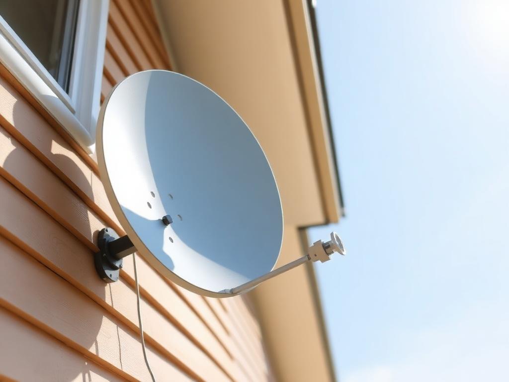 Antena parabólica instalada na parede de uma casa